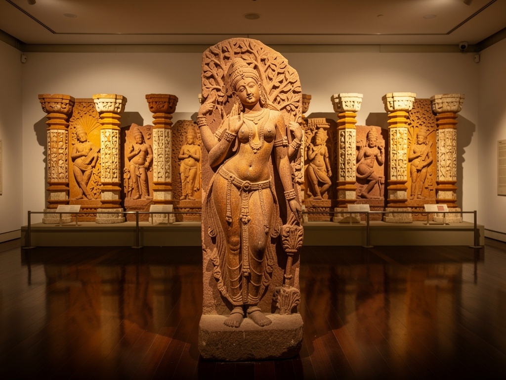 Red sandstone Kushan-period sculptures in the Government Museum Mathura